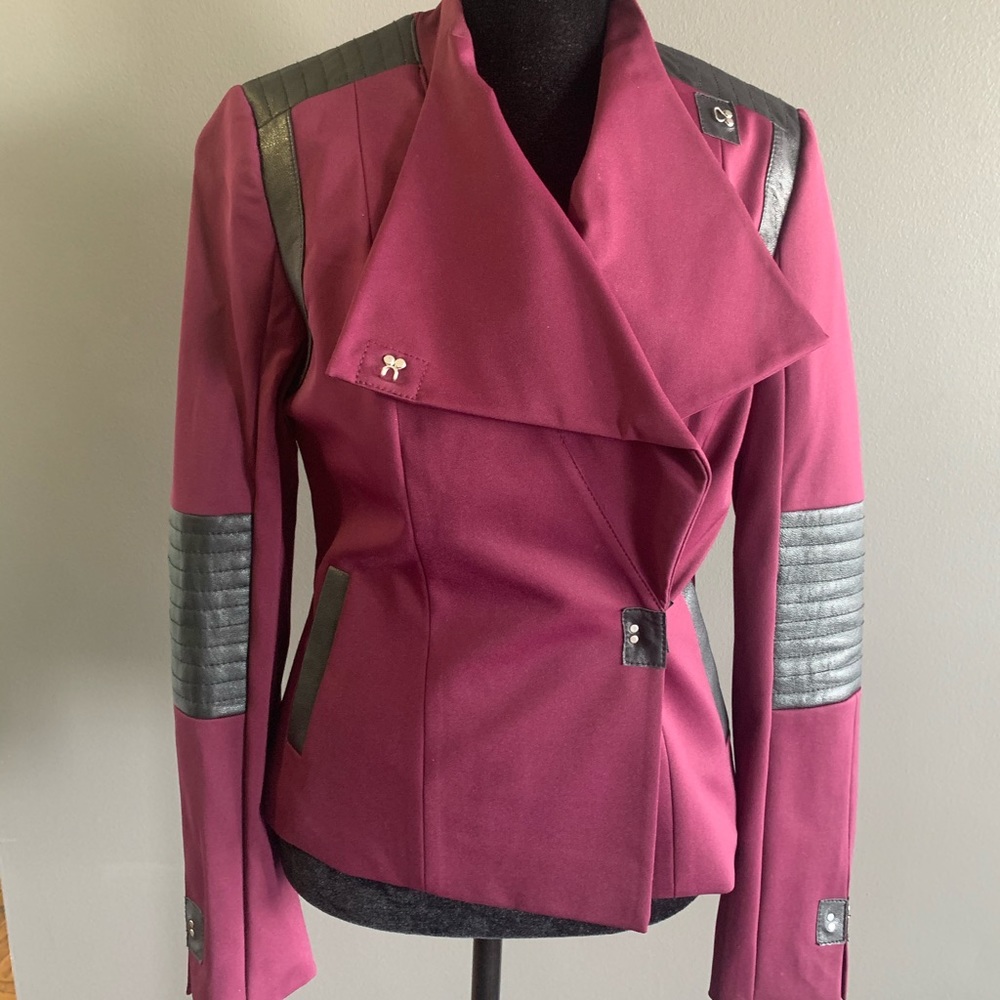 Stella&Jamie Biker Jacket, Genuine Leather Trim, S